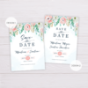Blue Watercolor & Blush Flowers Save the Date