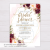 Marsala Flowers with Gold Frame Bridal Shower Invitation Template