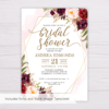 Marsala Flowers with Gold Frame Bridal Shower Invitation Template