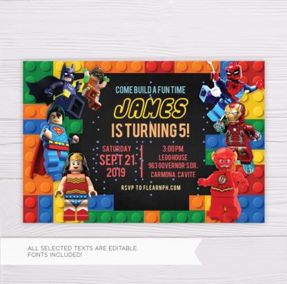 Superheroes Lego Invitation Template