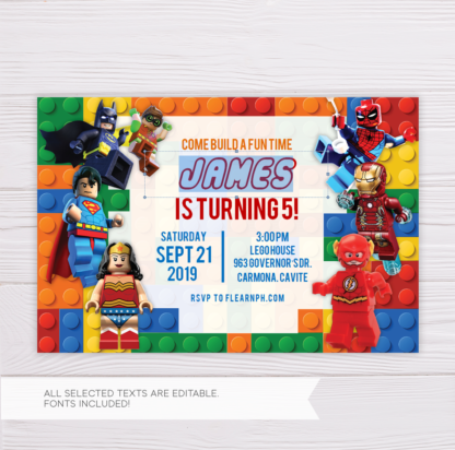 Superheroes Lego Invitation Template