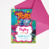 Trolls Birthday Invitation - Pink for Girls