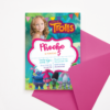 Trolls Birthday Invitation with Picture - Pink for Girls
