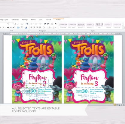 Trolls Invitation Template