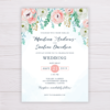 Blue Watercolor & Blush Flowers Wedding Invitation