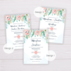 Blue Watercolor & Blush Flowers Wedding Invitation