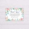Blue Watercolor & Blush Flowers Wedding Invitation Suite Template - Thank you Card