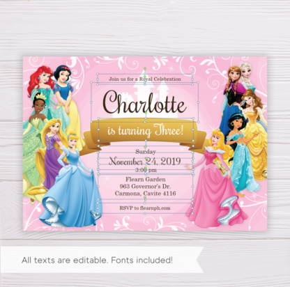Disney Princesses Invitation Template