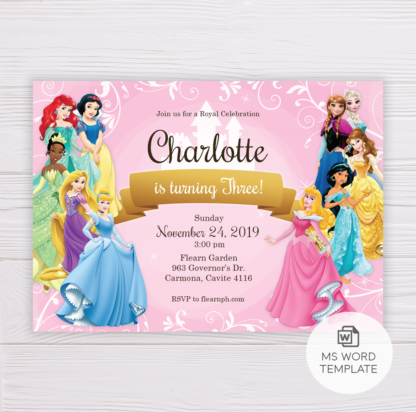 Disney Princesses Invitation Template