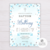 Blue & Silver Circles/Dots Baptism Invitation Template