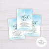 Blue Watercolor Baptism Thank You Card Template
