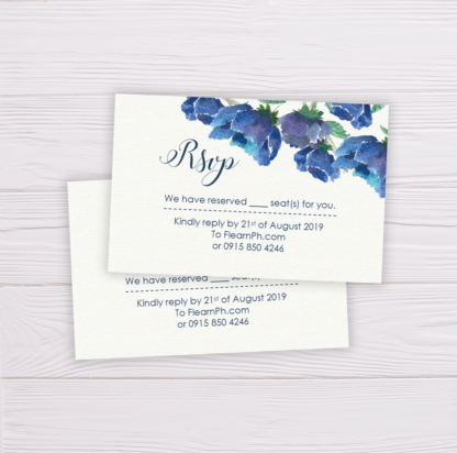 Blue Watercolor Flowers Debut Invitation Template - RSVP