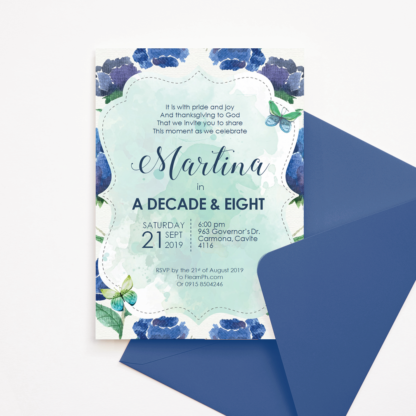 Debut Invitation Template with Blue Flowers