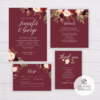 Maroon Marsala Flowers Wedding Invitation Suite Template