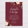 Maroon Marsala Flowers Wedding Invitation Suite Template