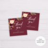 Maroon Marsala Flowers Wedding Invitation Suite Template - Thank You Tag