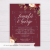 Maroon Marsala Flowers Wedding Invitation Template
