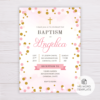 Pink & Gold Circles/Dots Baptism Invitation Template