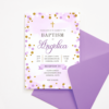 Purple & Gold Circles/Dots Baptism Invitation Template