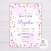 Purple & Gold Circles/Dots Baptism Invitation Template