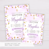Purple & Gold Circles/Dots Baptism Invitation Template