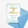 Blue and Gold Circles Birthday Invitation