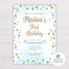 Blue & Gold Glitter Birthday Invitation Template