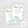 Blue & Gold Glitter Birthday Thank You Card