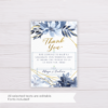 Blue Watercolor Flowers with Gold Frame Wedding Invitation Suite Template - Thank You Card