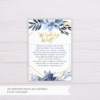 Blue Watercolor Flowers with Gold Frame Wedding Invitation Suite Template - Wishing Well