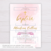Pink & Gold Baptism Invitation Template