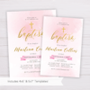 Pink & Gold Baptism Invitation Template