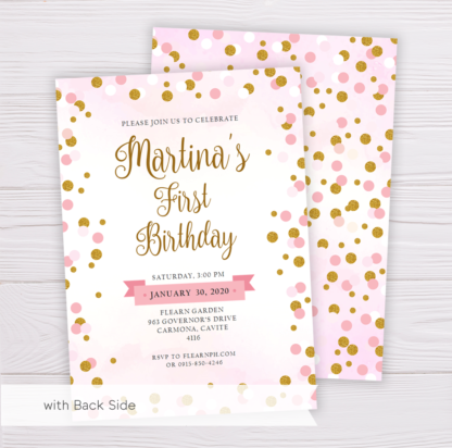 Pink & Gold Glitter Birthday Invitation Template