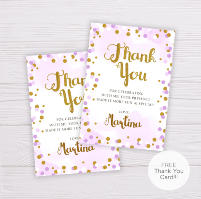 Purple & Gold Circles Thank You Card