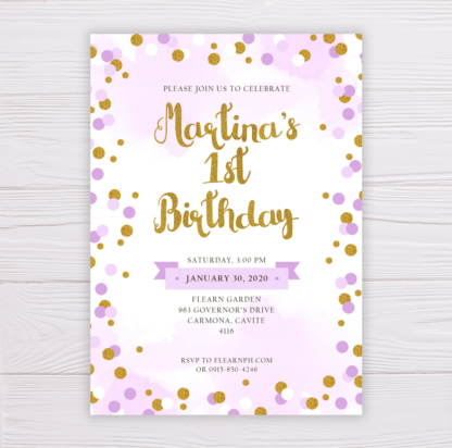 Purple & Gold Circles Birthday Invitation