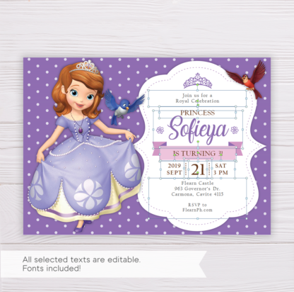 Sofia the First Birthday Invitation Template
