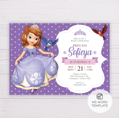 Sofia the First Birthday Invitation
