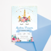 Unicorn Invitation Template with Flowers