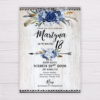 Blue Flowers Floral Bohemian Debut Invitation Template