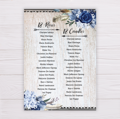Blue Flowers Floral Bohemian Debut Invitation Template