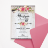 Bohemian Invitation Template with Pink Flowers