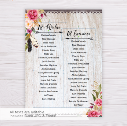 Pink Flowers Floral Bohemian Debut Invitation Template