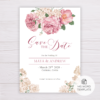 Old Rose Flowers Romantic Save the Date Template