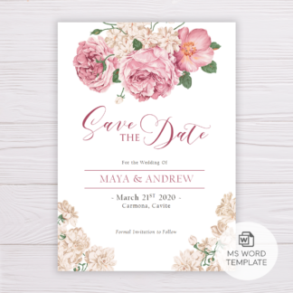Old Rose Flowers Romantic Save the Date Template