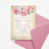 Rustic Wedding Invitation - Old Rose Flowers & Lace