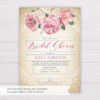 Rustic with Old Rose Flowers Bridal Shower Invitation Template