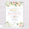 Watercolor Blush Flowers & Gold Baby Shower Invitation Template
