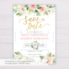 Watercolor Blush Flowers & Gold Save the Date Template