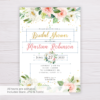 Watercolor Blush Flowers & Gold Bridal Shower Invitation Template