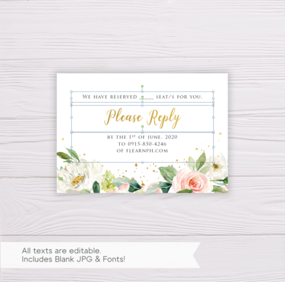 Watercolor Blush Flowers & Gold Debut Invitation Template